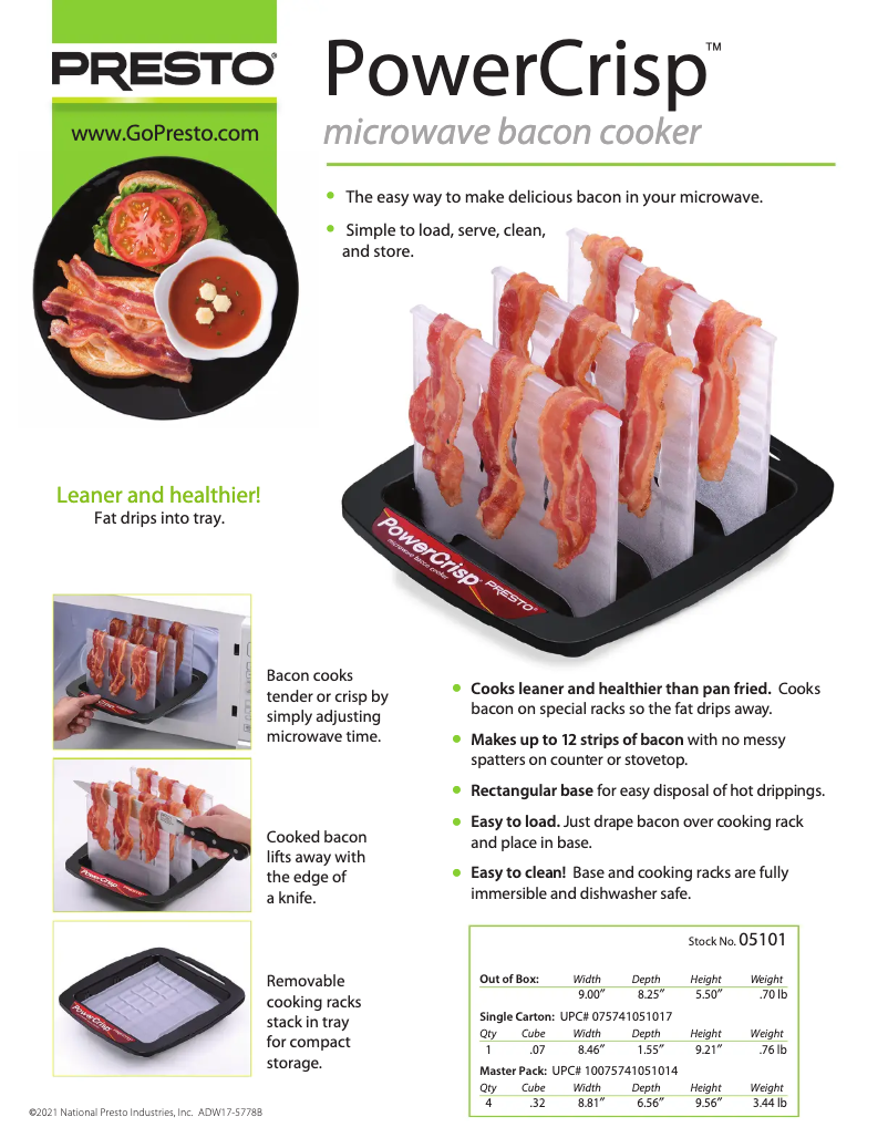 Page 1 de la notice Fiche technique Presto PowerCrisp 05101