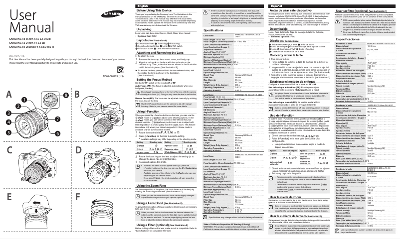 Page 1 de la notice Manuel utilisateur Samsung W1224ANB