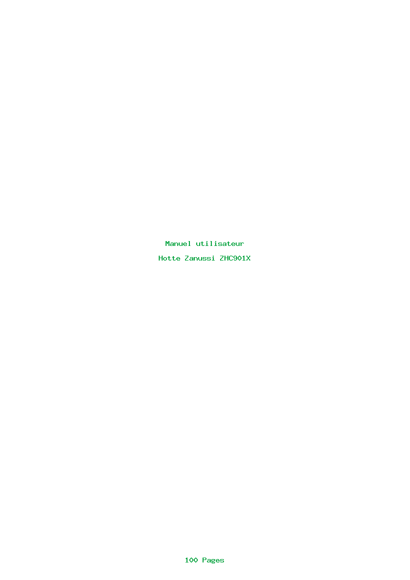 Page 1 de la notice Manuel utilisateur Zanussi ZHC901X