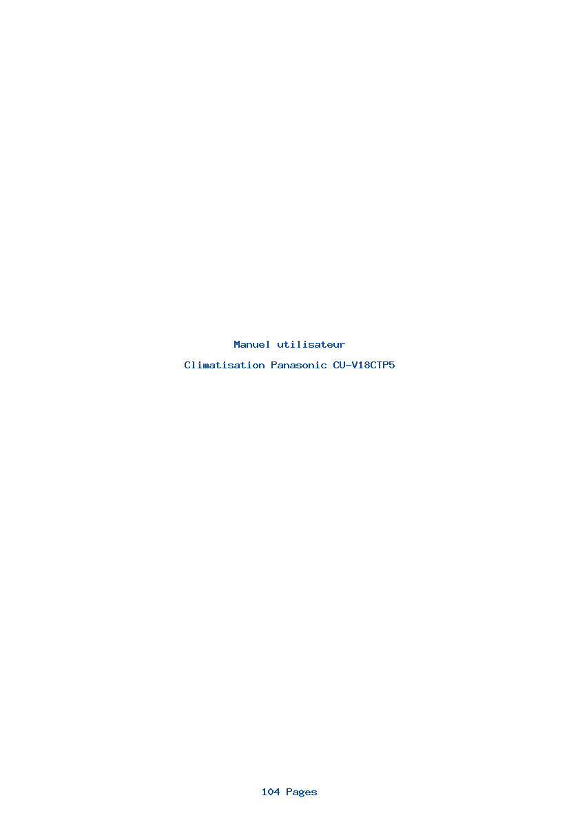 Page 1 de la notice Manuel utilisateur Panasonic CU-V18CTP5