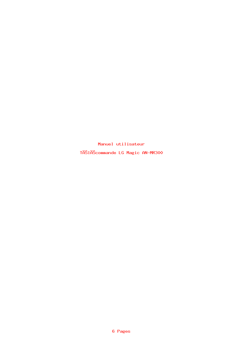 Page 1 de la notice Manuel utilisateur LG Magic AN-MR300