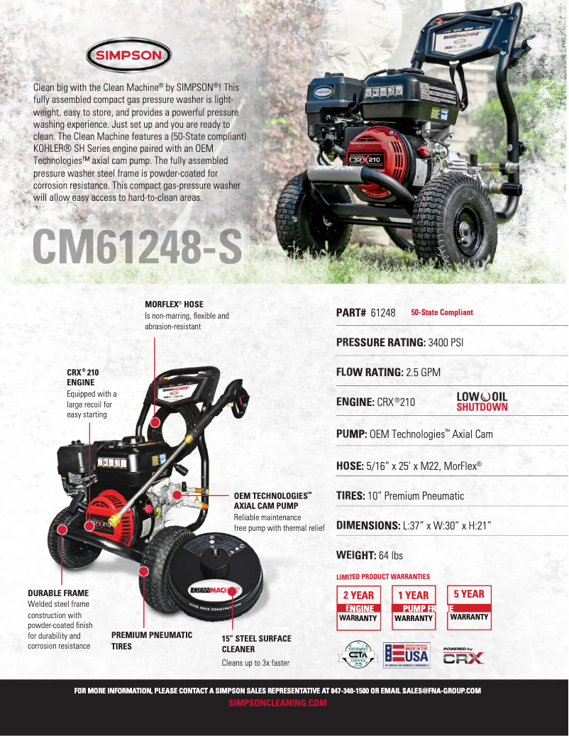 Página 1 del manual Ficha técnica Simpson CM61248-S