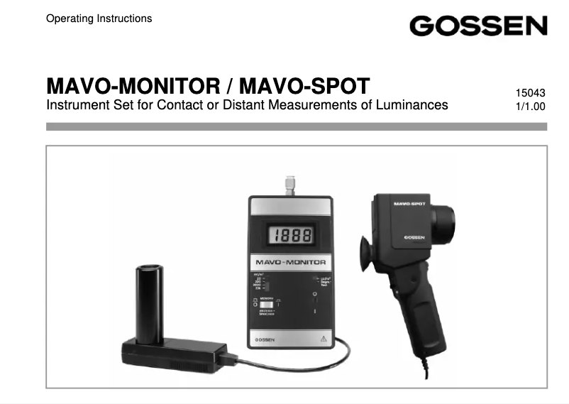 Page 1 of the manual User Manual Gossen MAVO-MONITOR