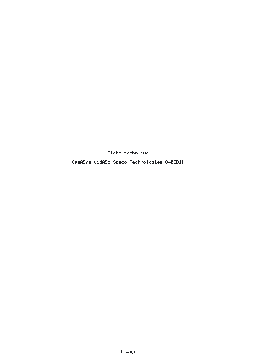 Page 1 de la notice Fiche technique Speco Technologies O4BDD1M