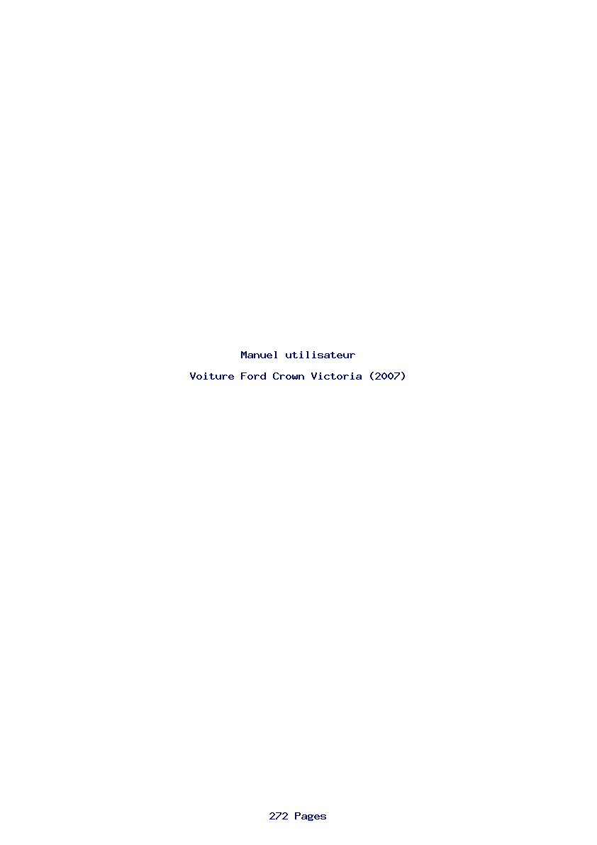 Page 1 de la notice Manuel utilisateur Ford Crown Victoria (2007)