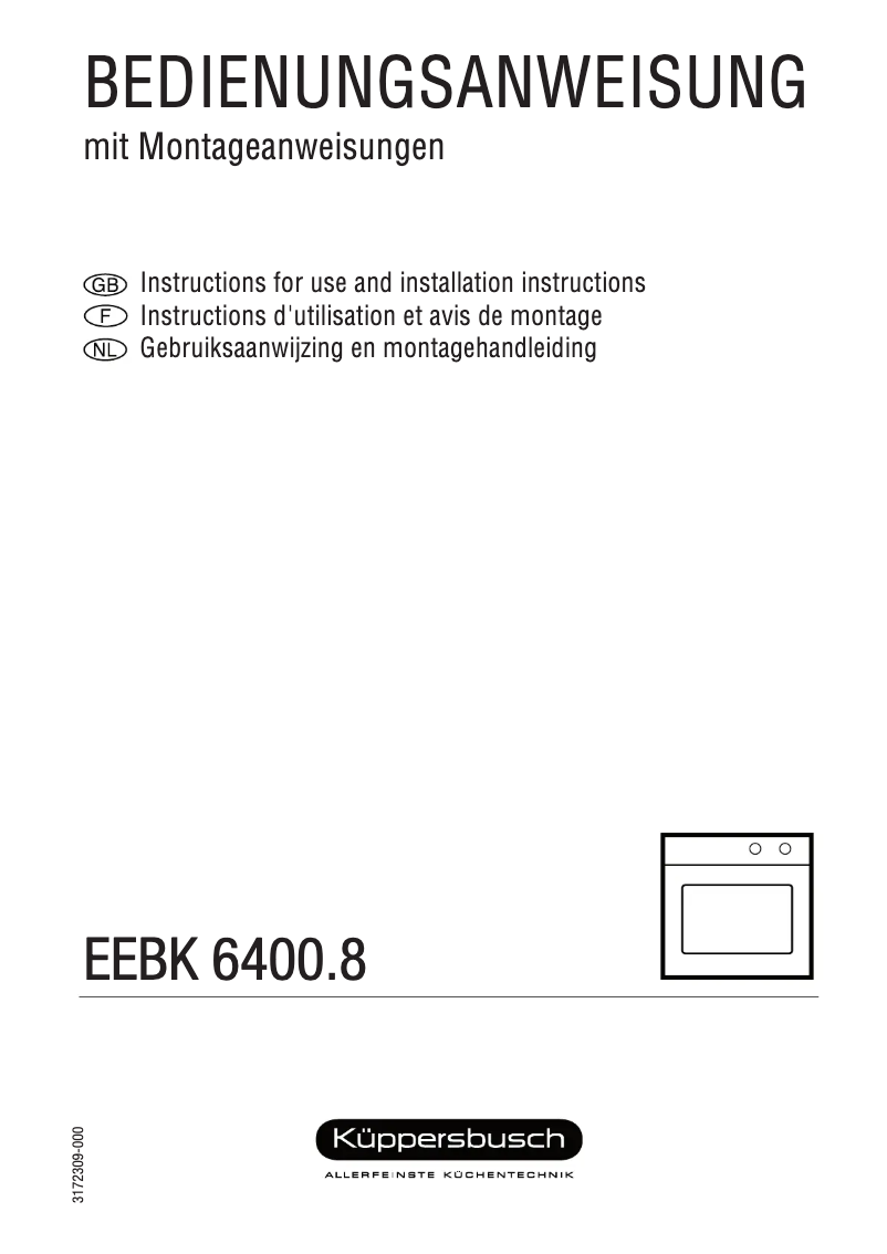 Page 1 de la notice Manuel utilisateur Küppersbusch EEBK 6400.8 MX