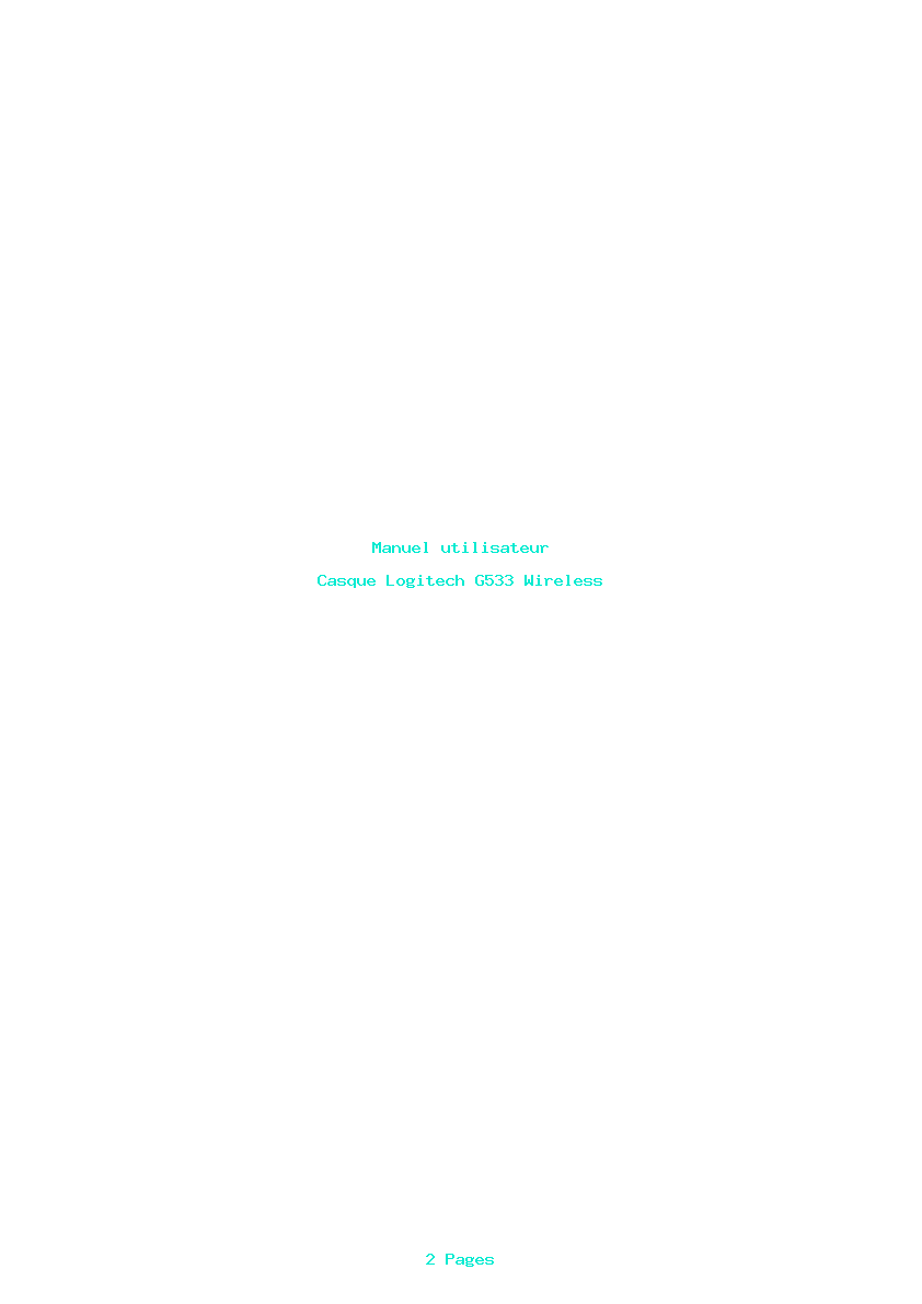 Page 1 de la notice Manuel utilisateur Logitech G533 Wireless