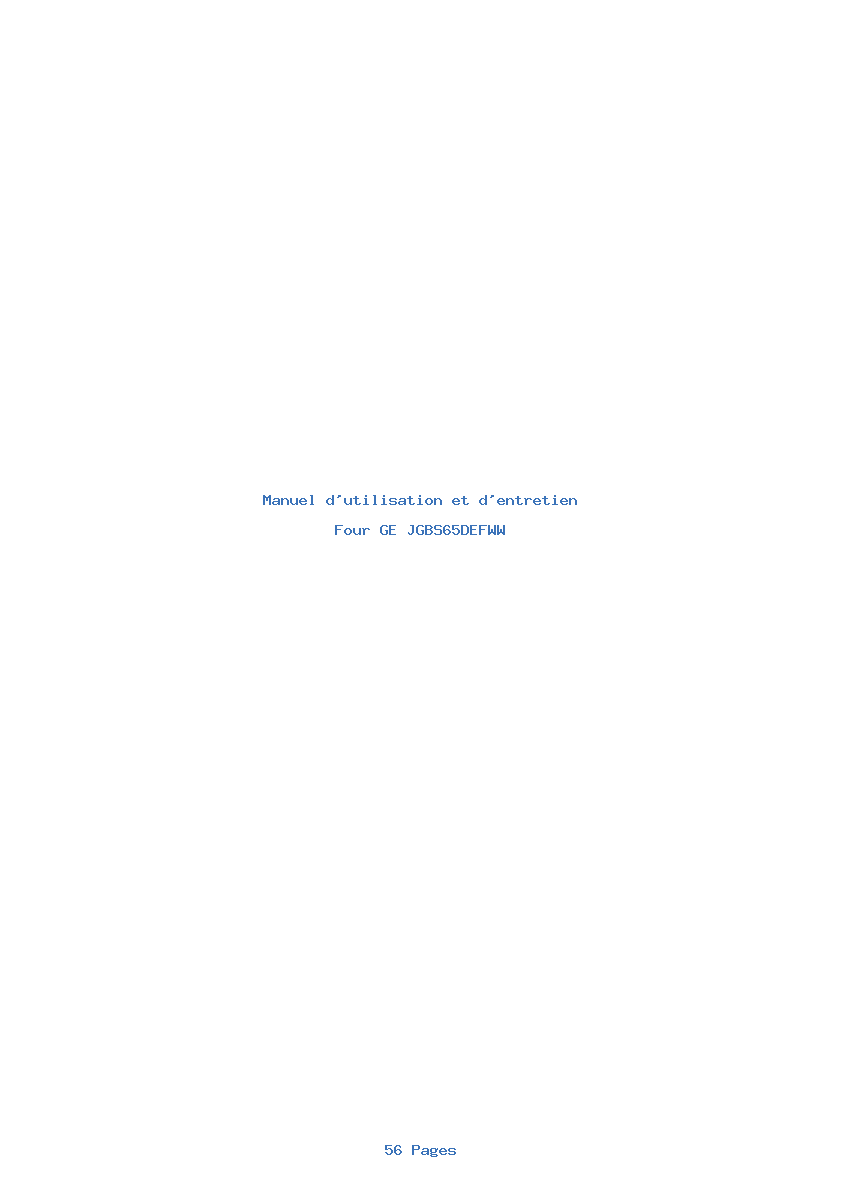 Page 1 de la notice Manuel d'utilisation et d'entretien GE JGBS65DEFWW