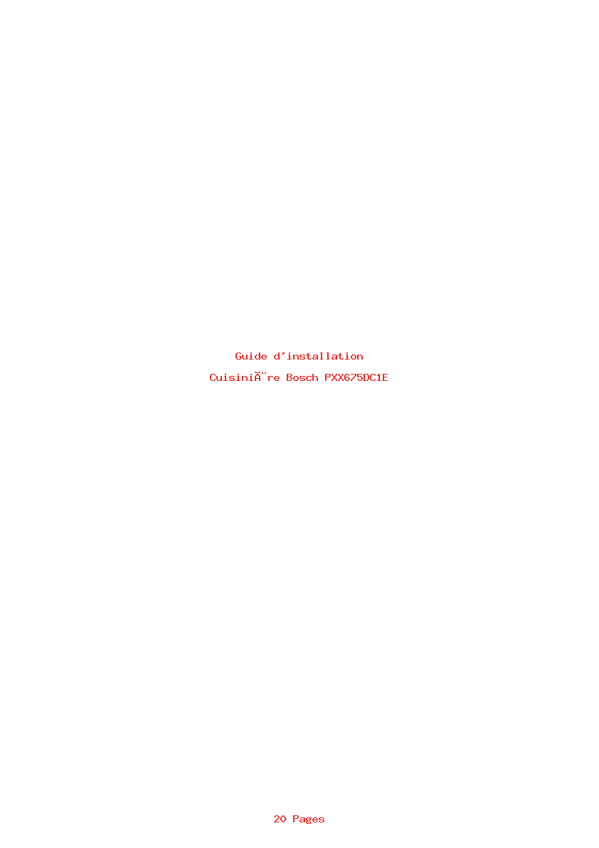 Page 1 de la notice Guide d'installation Bosch PXX675DC1E
