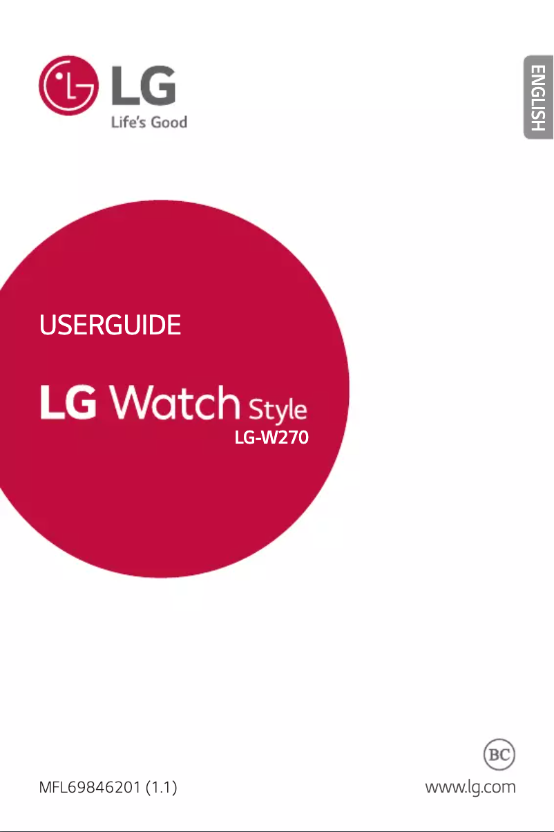 Page 1 de la notice Manuel utilisateur LG Watch Style W270