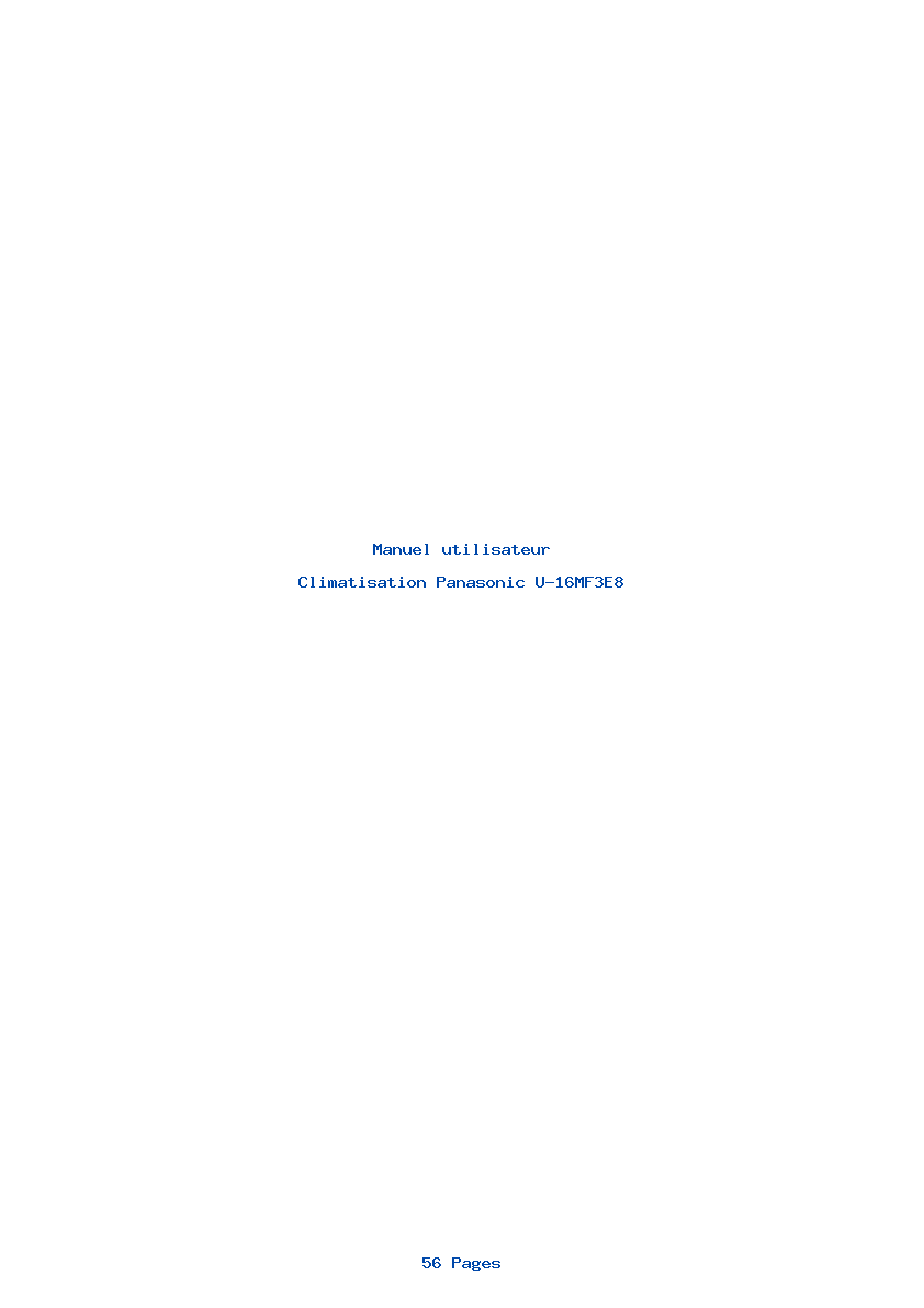 Page 1 de la notice Manuel utilisateur Panasonic U-16MF3E8