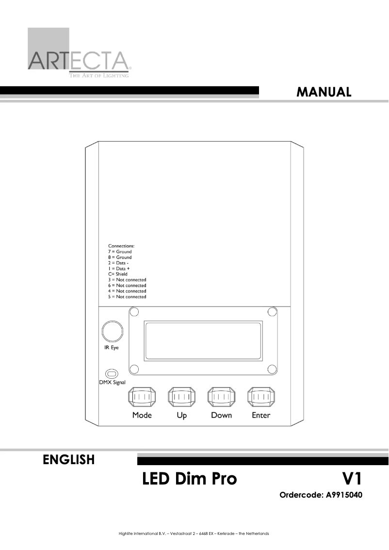 Page 1 de la notice Manuel utilisateur Artecta LED Dim Pro