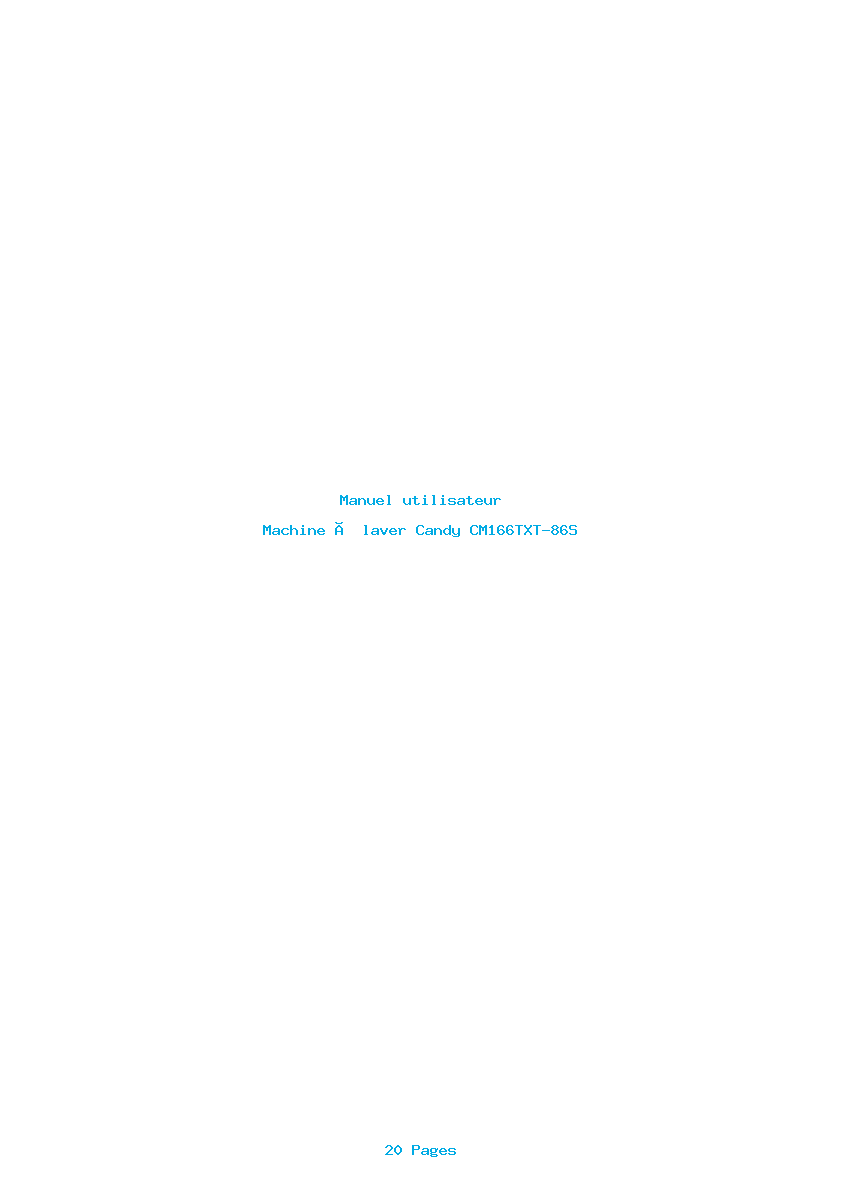 Image de la première page du manuel de l'appareil CM166TXT-86S