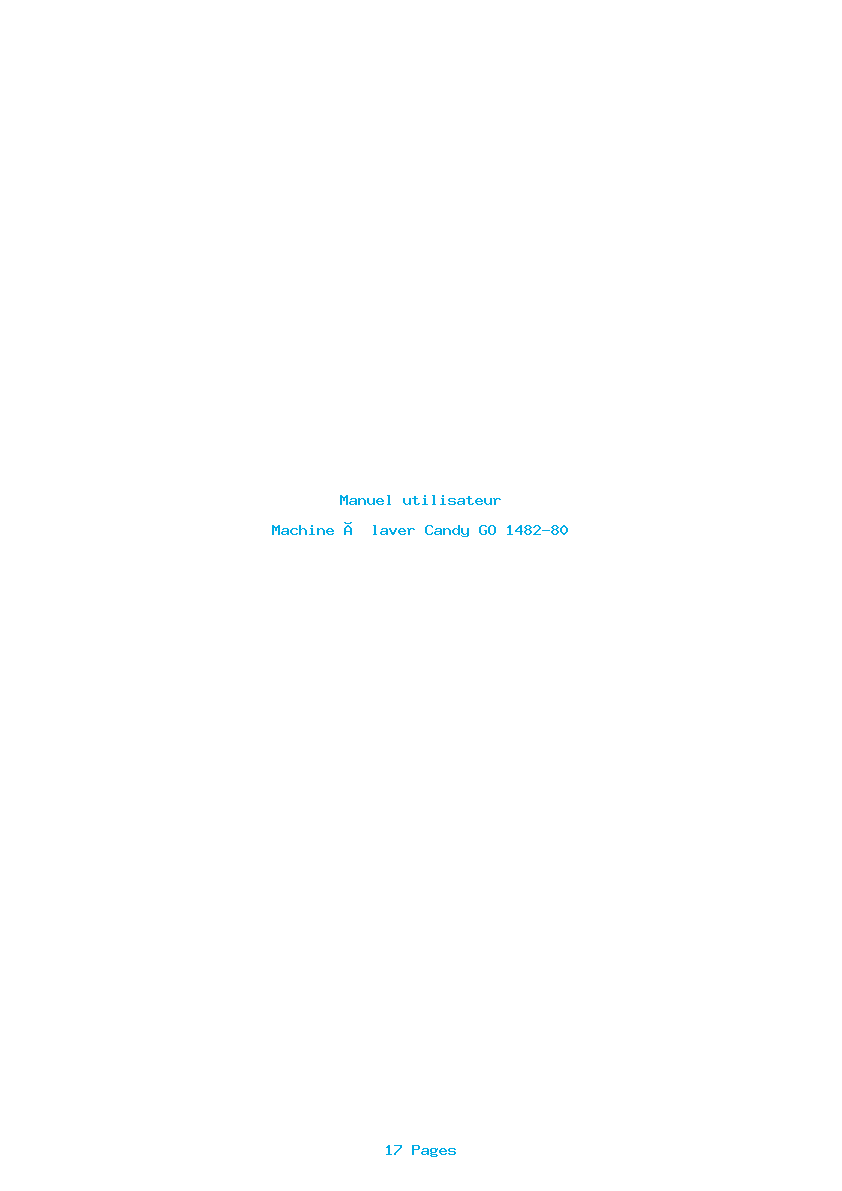 Page 1 de la notice Manuel utilisateur Candy GO 1482-80