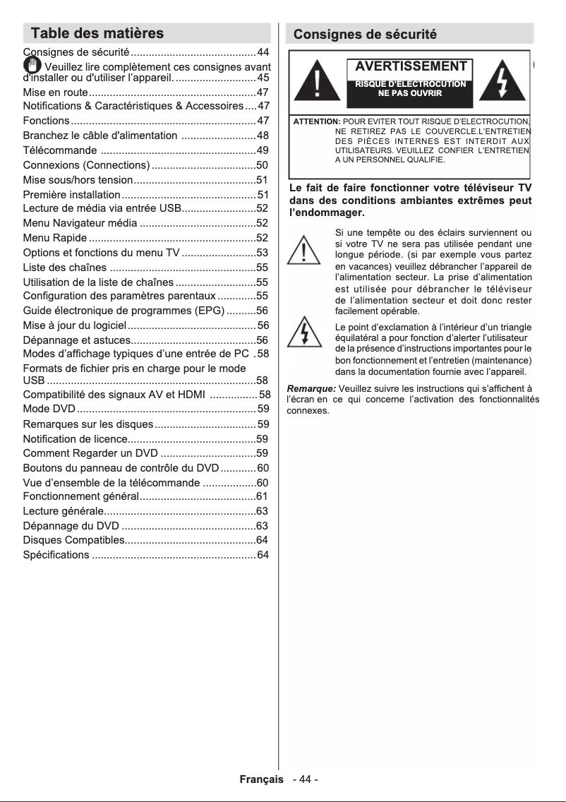 Page 1 de la notice Manuel utilisateur Telefunken D32H265A3D