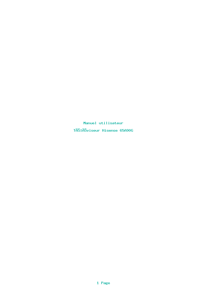 Page 1 de la notice Manuel utilisateur Hisense 65A90G
