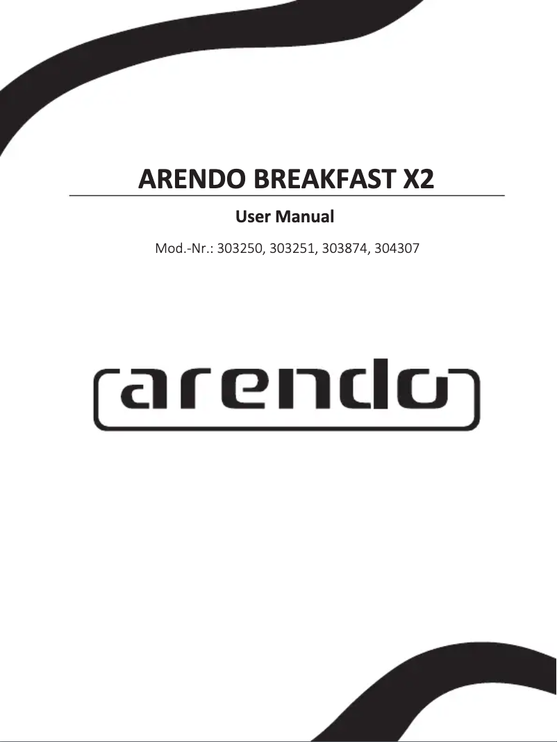 Page 1 de la notice Manuel utilisateur Arendo Breakfast X2 304307