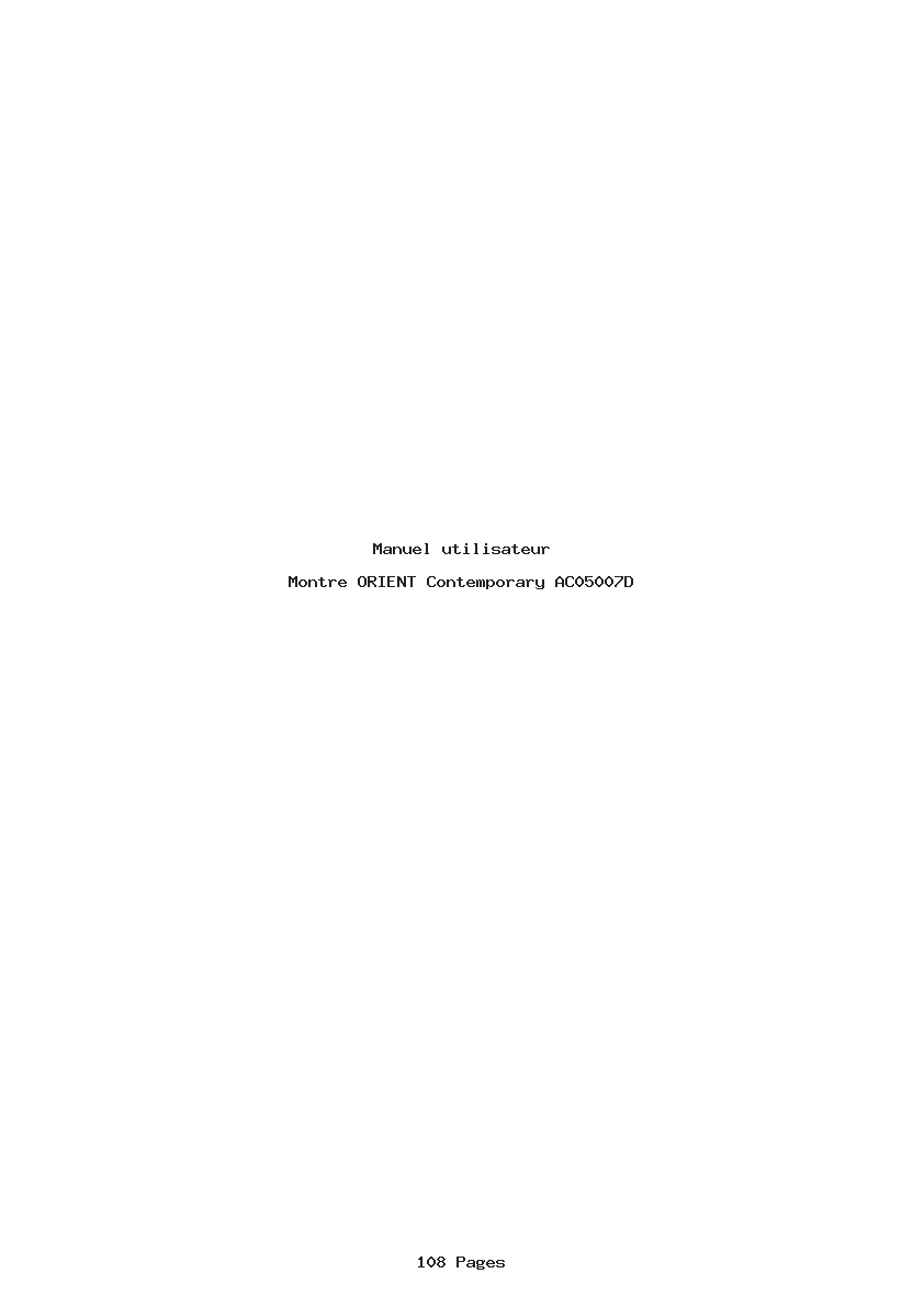 Page 1 de la notice Manuel utilisateur ORIENT Contemporary AC05007D