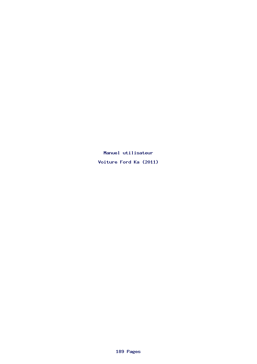 Page 1 de la notice Manuel utilisateur Ford Ka (2011)