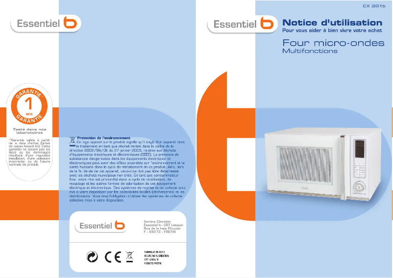Page 1 de la notice Manuel utilisateur Essentiel B 281B
