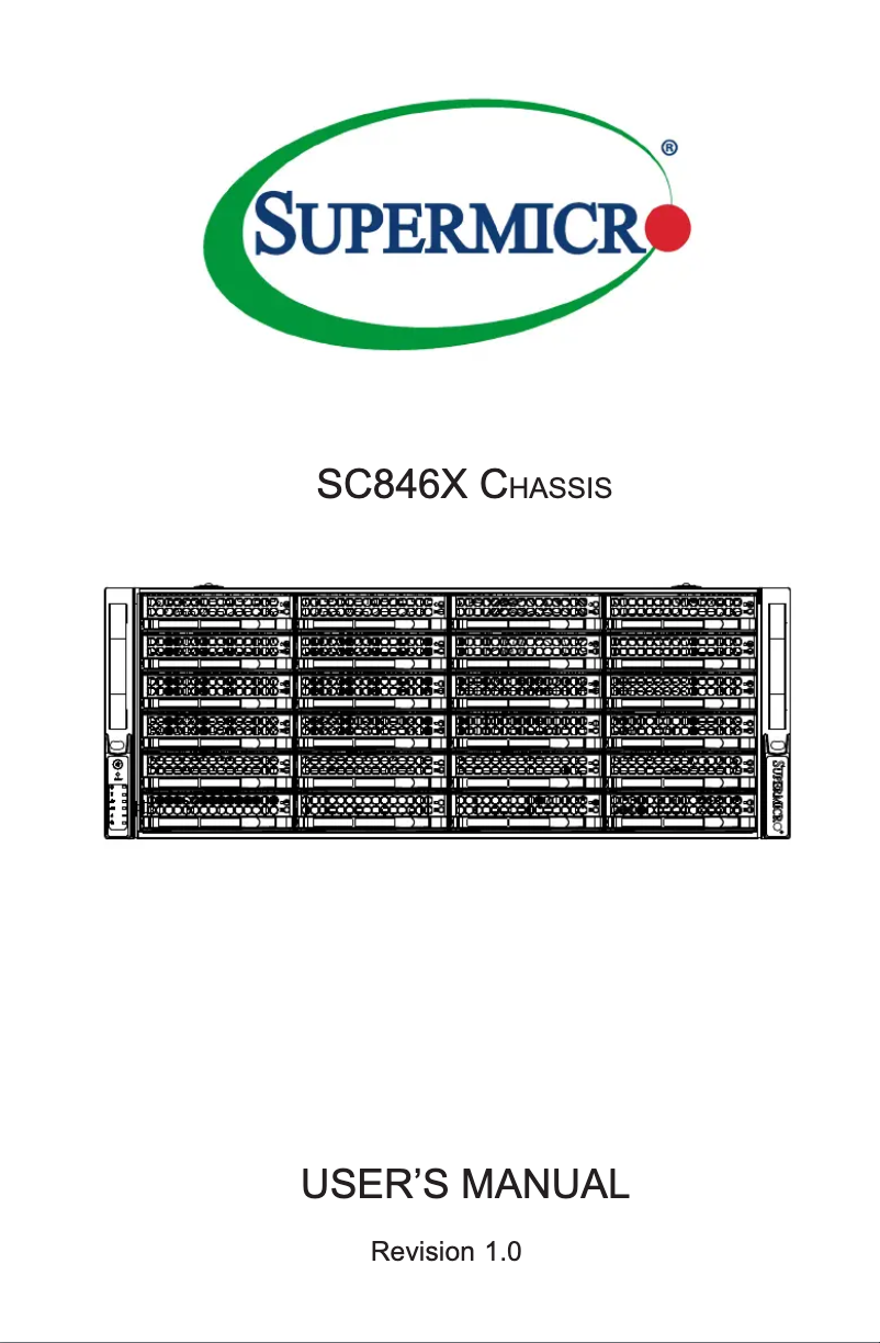 Page 1 de la notice Manuel utilisateur Supermicro SuperChassis SC846BE1C-R1K28B