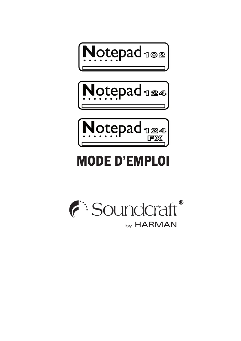 Page 1 de la notice Manuel utilisateur Soundcraft Notepad 102