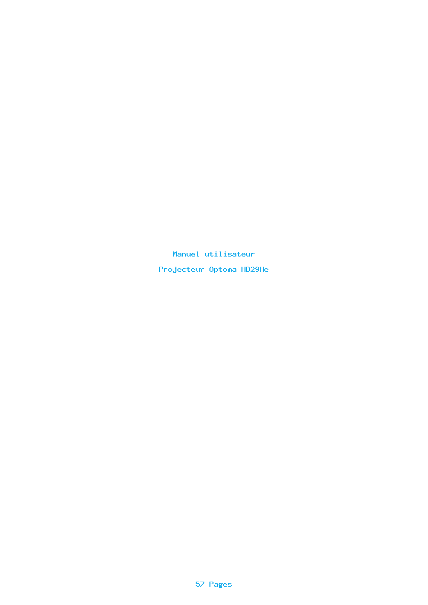 Page 1 de la notice Manuel utilisateur Optoma HD29He