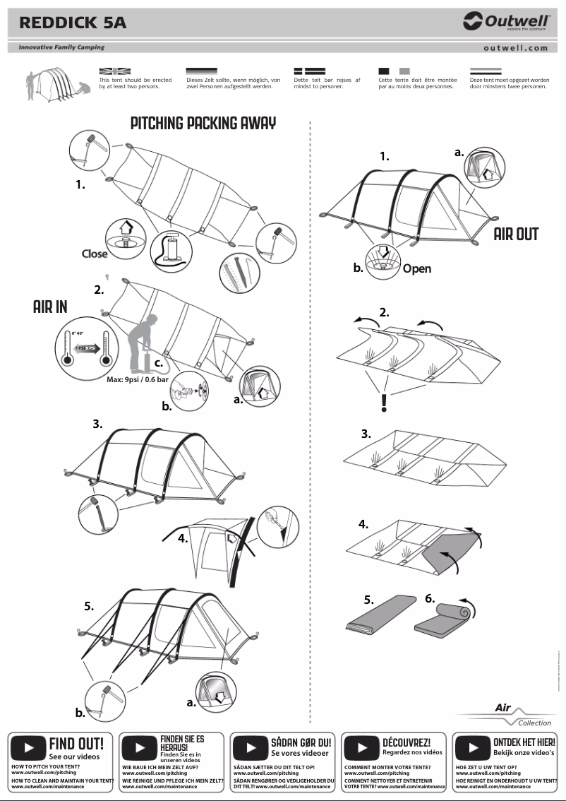 Page 1 de la notice Manuel utilisateur Outwell Reddick 5A