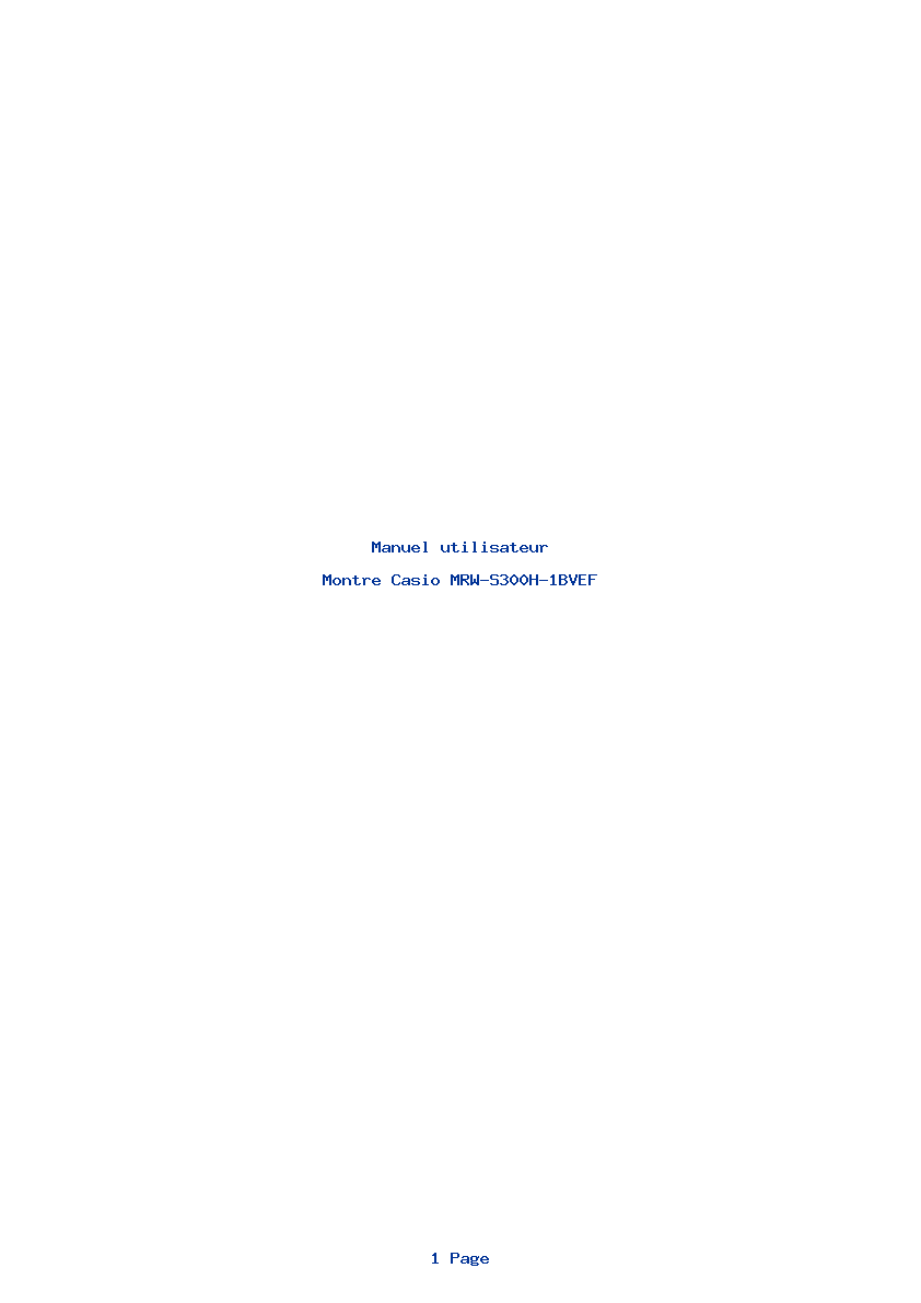 Page 1 de la notice Manuel utilisateur Casio MRW-S300H-1BVEF