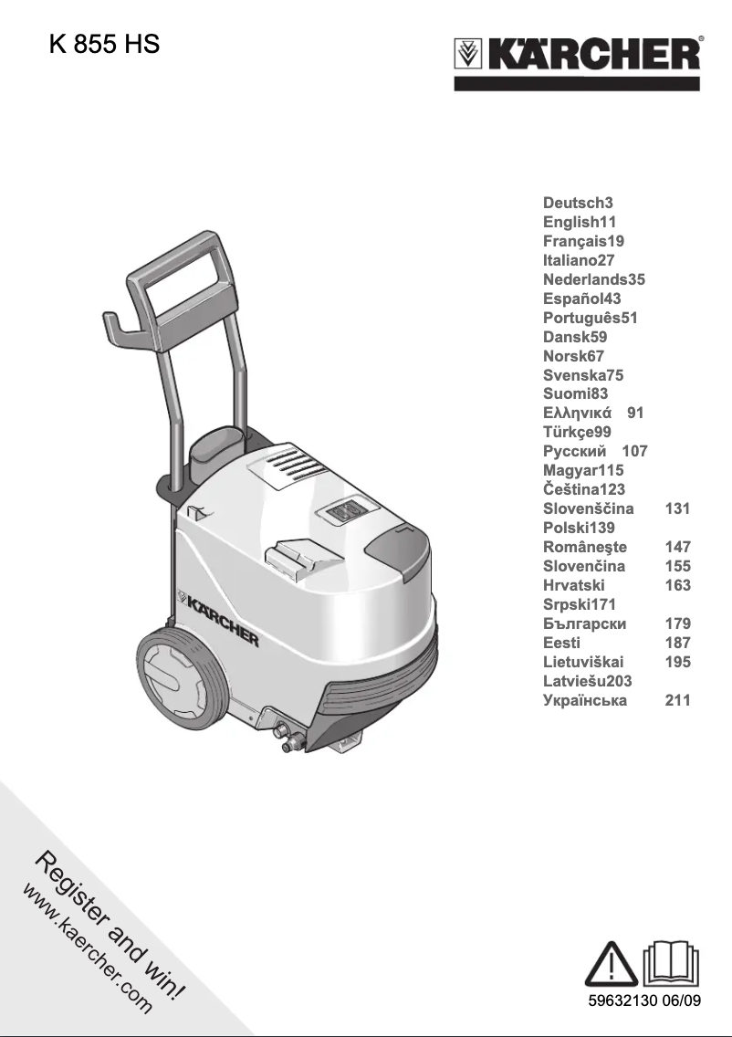 Page 1 de la notice Manuel utilisateur Kärcher K 855 HS