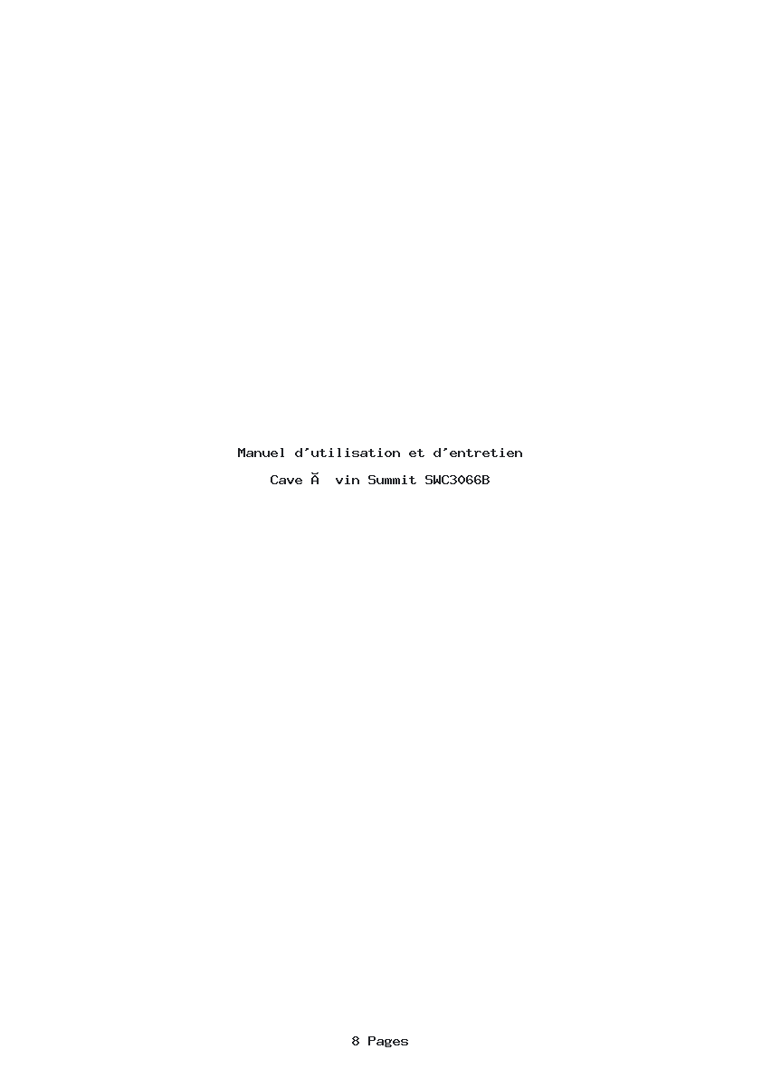 Image de la première page du manuel de l'appareil SWC3066B