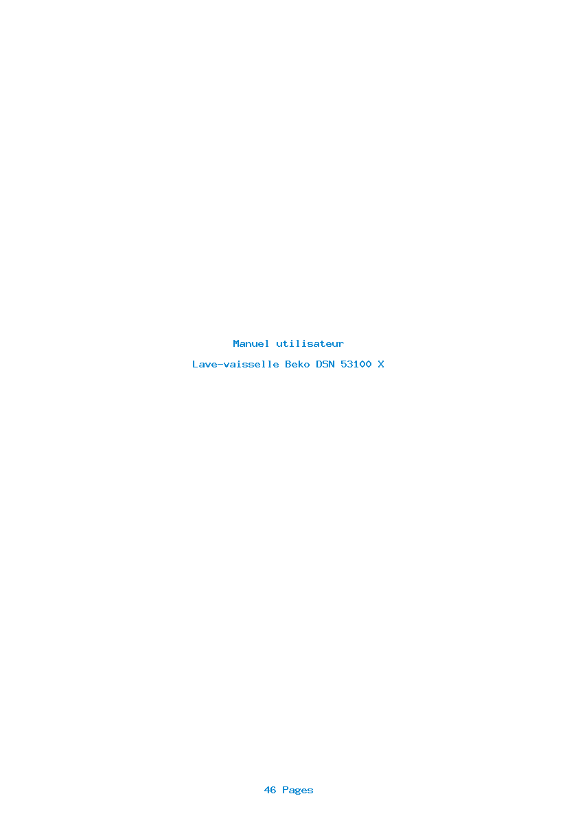 Page 1 de la notice Manuel utilisateur Beko DSN 53100 X