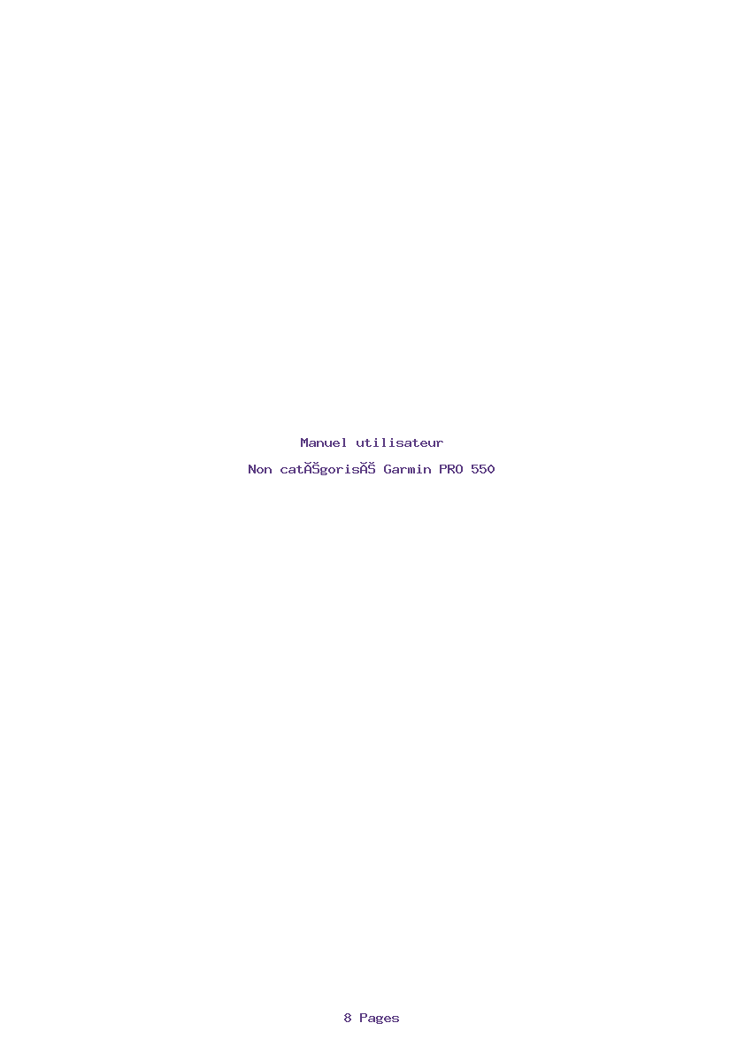 Page 1 de la notice Manuel utilisateur Garmin PRO 550