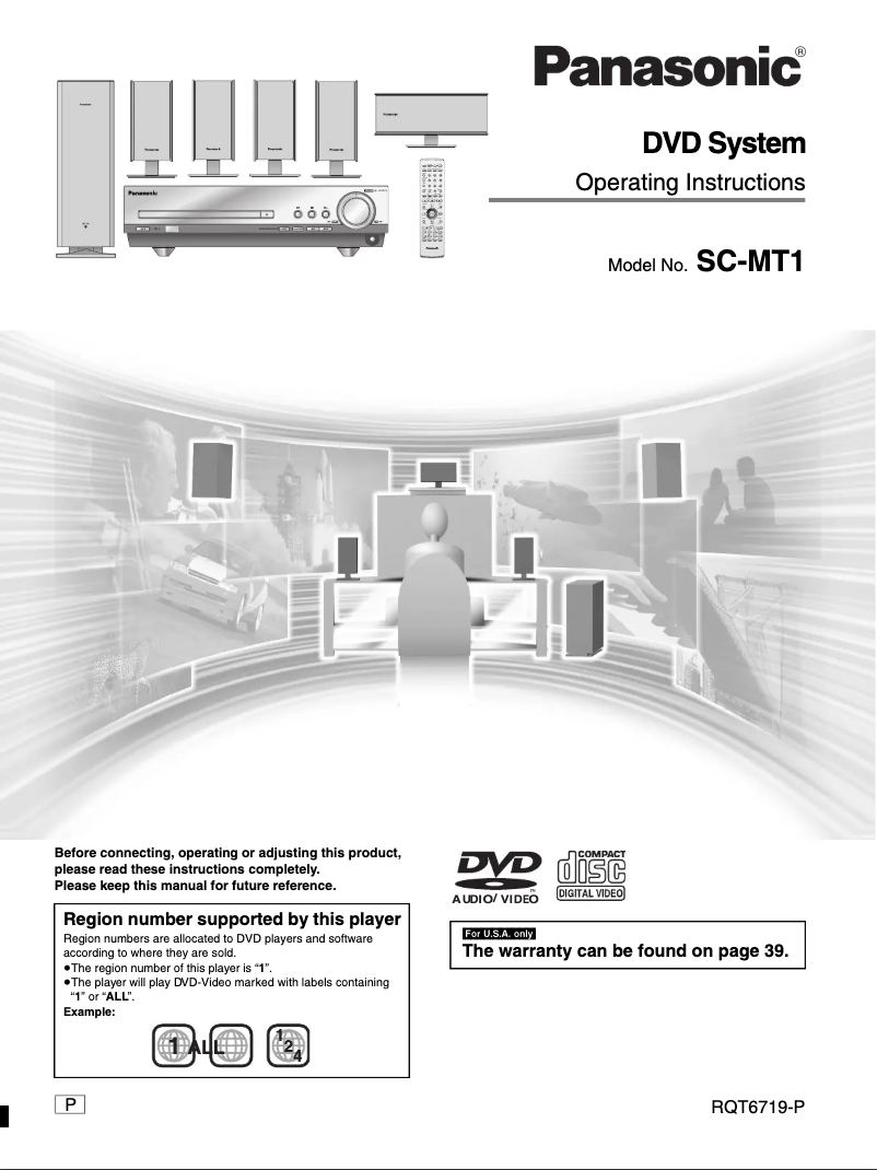 Page 1 de la notice Manuel utilisateur Panasonic SC-MT1P