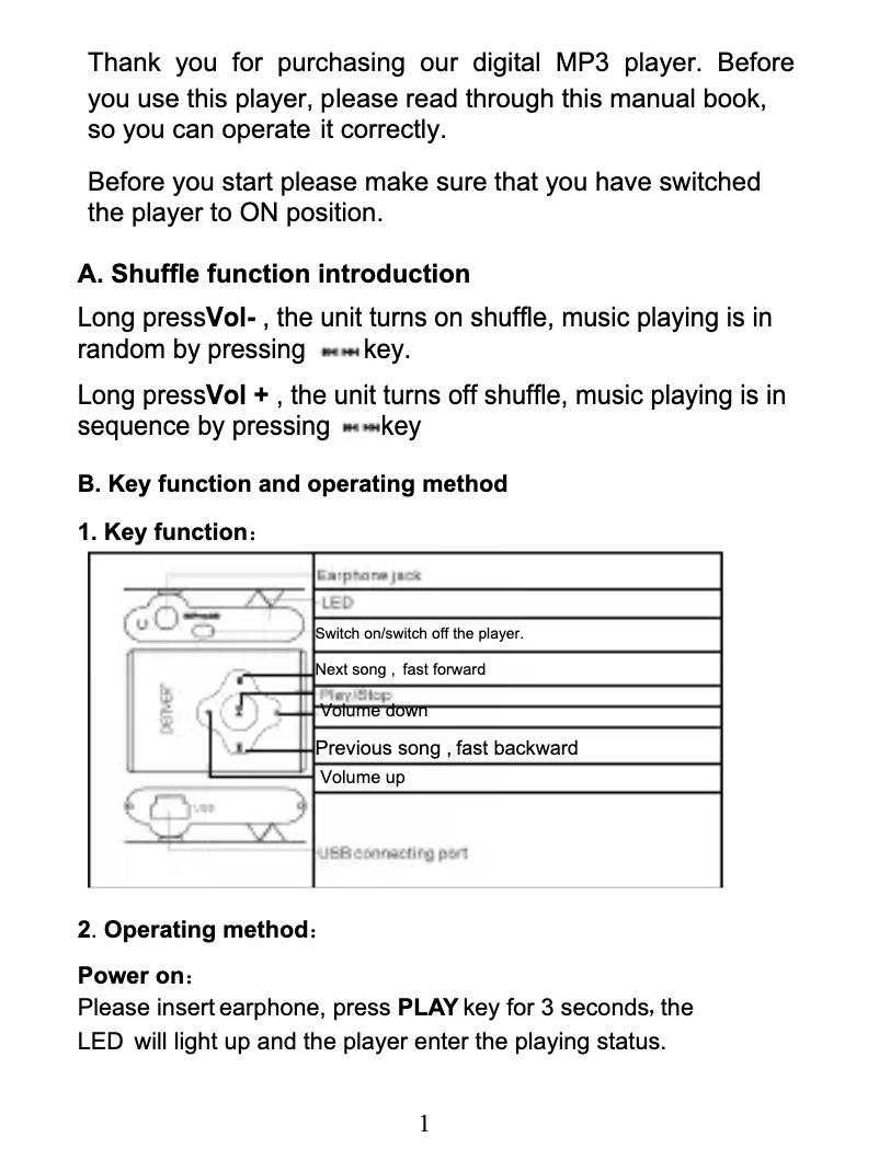 Page 1 de la notice Manuel utilisateur Denver MPS-409C