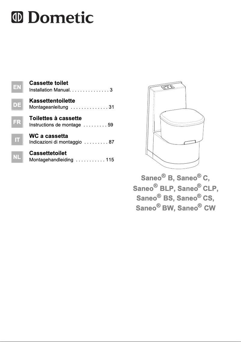 Page 1 de la notice Manuel utilisateur Dometic Saneo BW