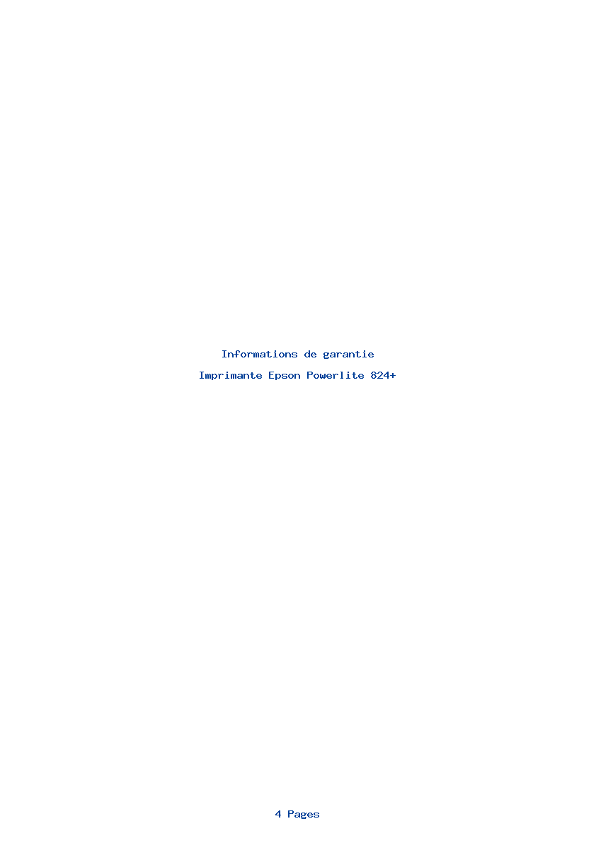 Page 1 de la notice Informations de garantie Epson Powerlite 824+