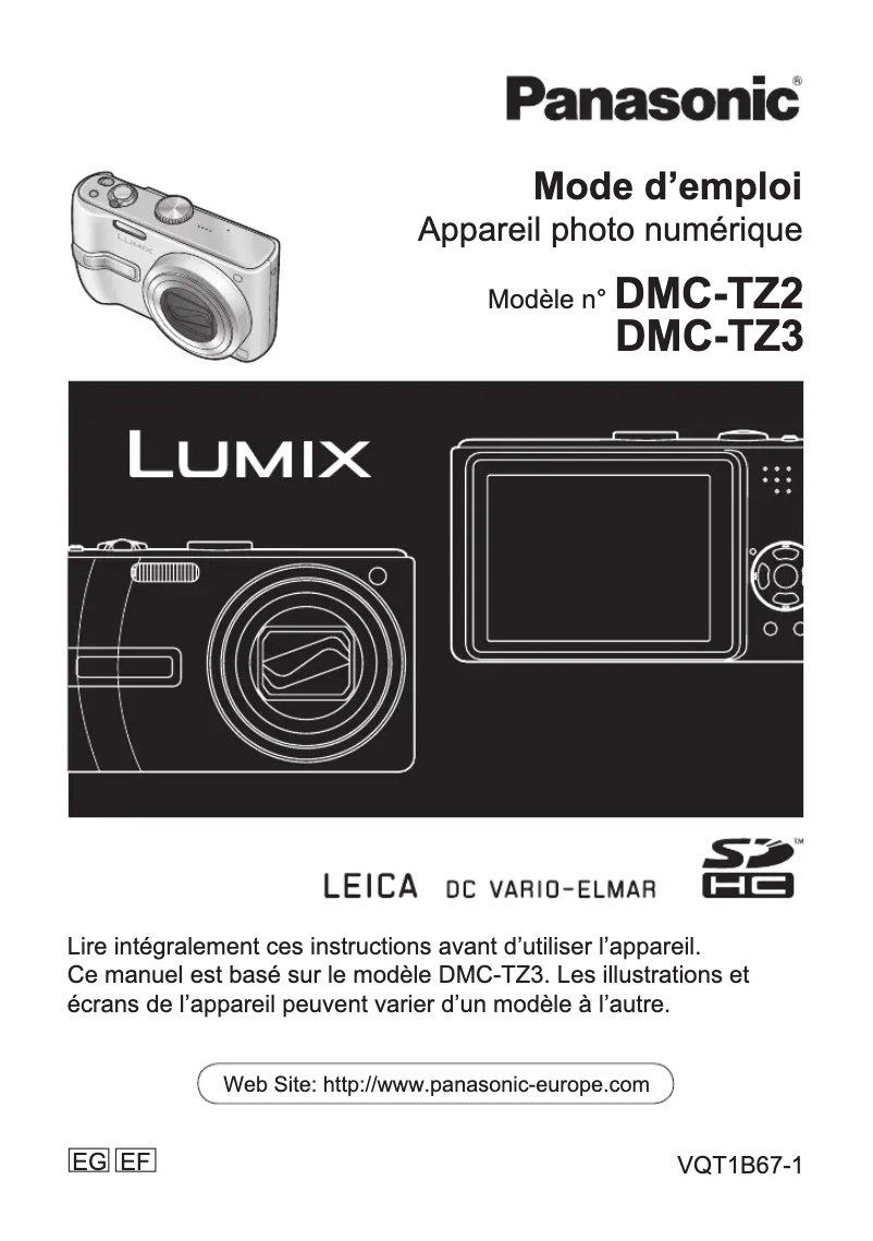 Page 1 de la notice Manuel utilisateur Panasonic Lumix DMC-TZ3