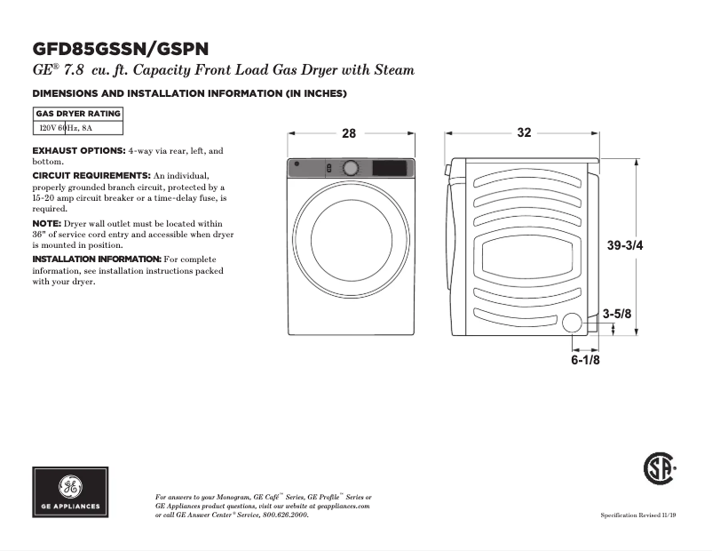 Page 1 of the manual Instructions / Assembly GE GFD85GSPNRS