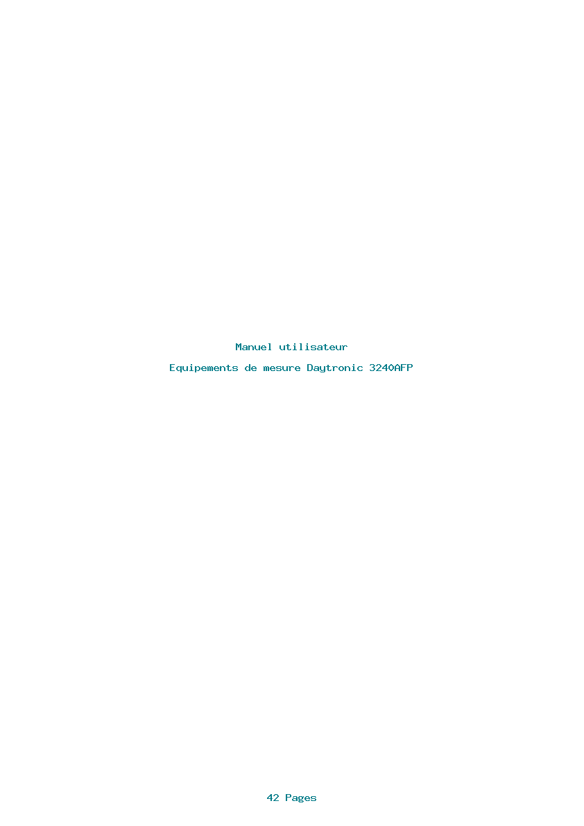 Page 1 de la notice Manuel utilisateur Daytronic 3240AFP