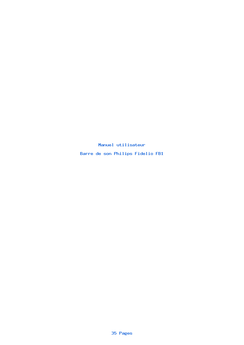 Page 1 de la notice Manuel utilisateur Philips Fidelio FB1
