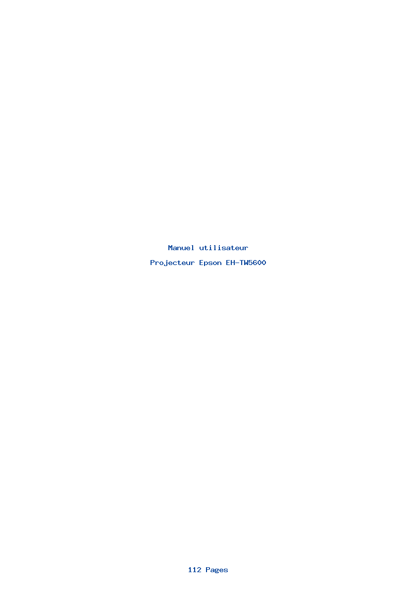 Page 1 de la notice Manuel utilisateur Epson EH-TW5600
