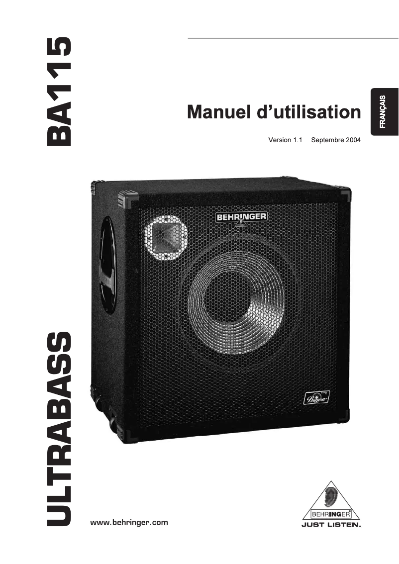Página 1 del manual Manual de usuario Behringer Ultrabass BA115