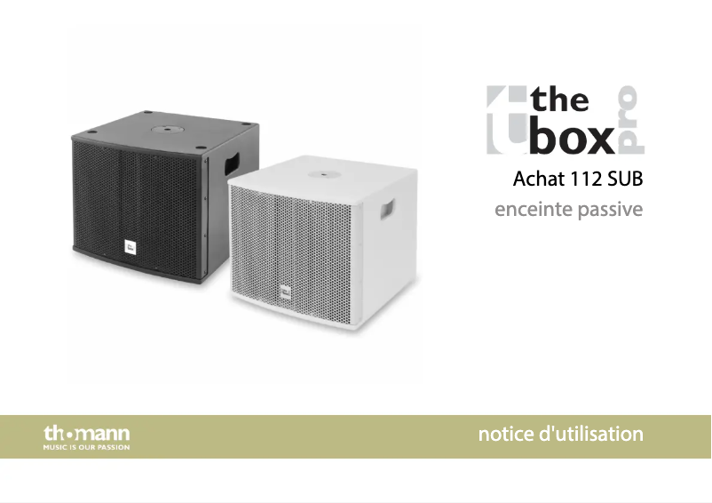 Page 1 de la notice Manuel utilisateur The Box Pro Achat 112 SUB
