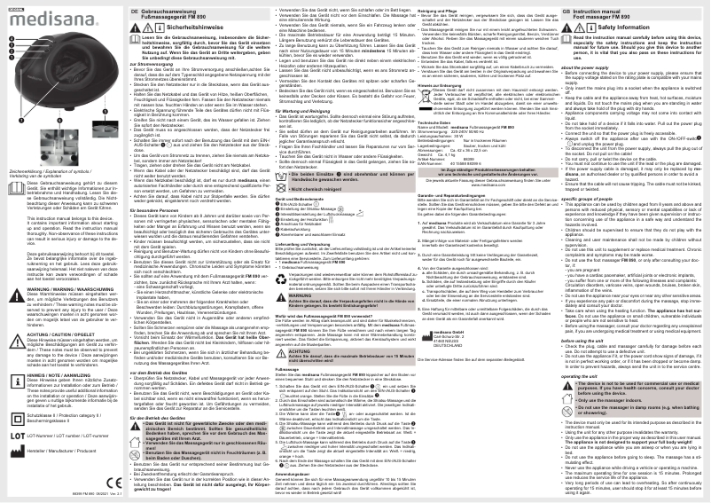 Page 1 de la notice Manuel utilisateur Medisana FM 890