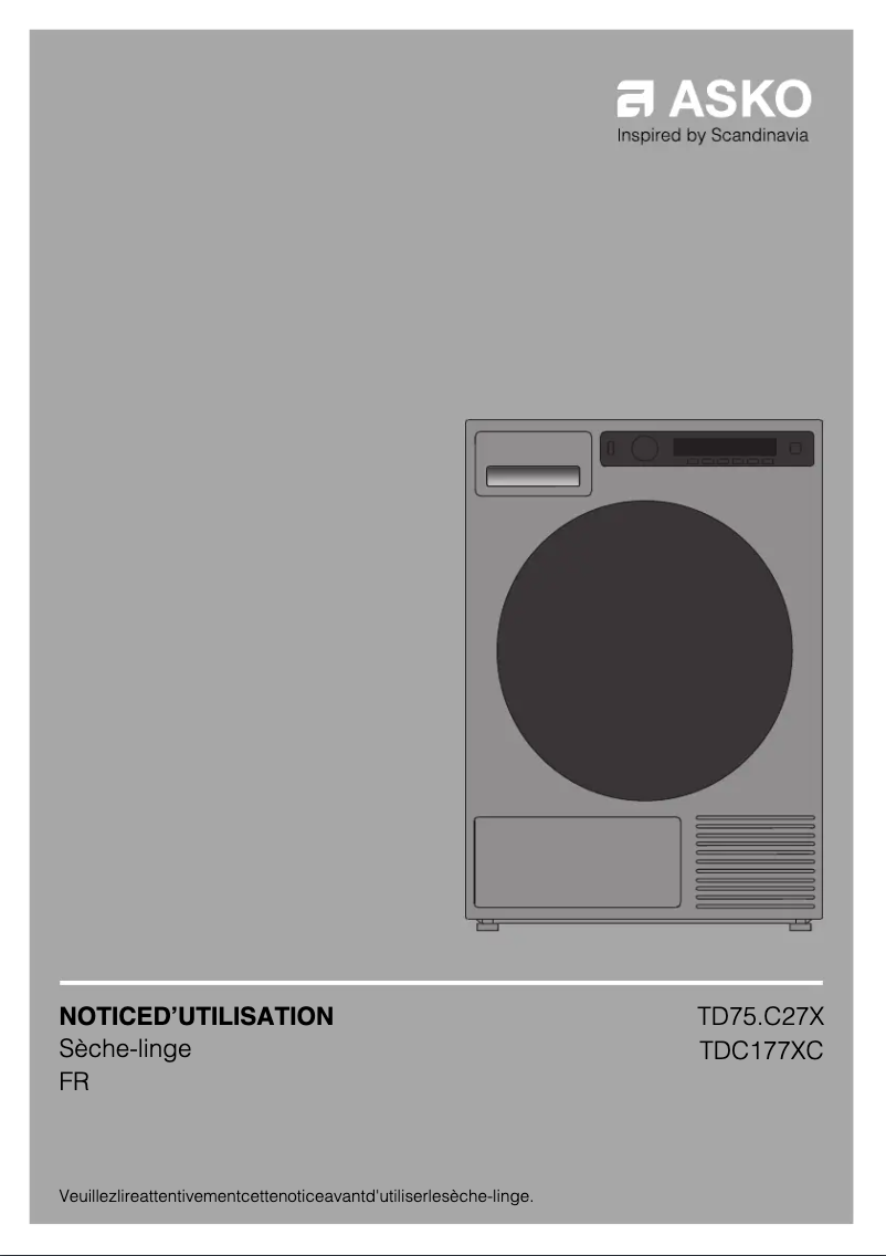 Page 1 de la notice Manuel utilisateur Asko TDC1772C.T