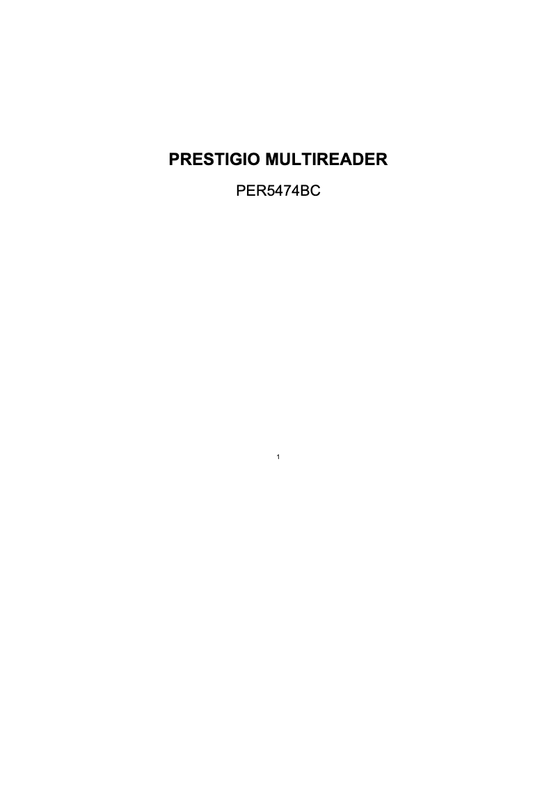 Page 1 de la notice Manuel utilisateur Prestigio MultiReader Stream 5574
