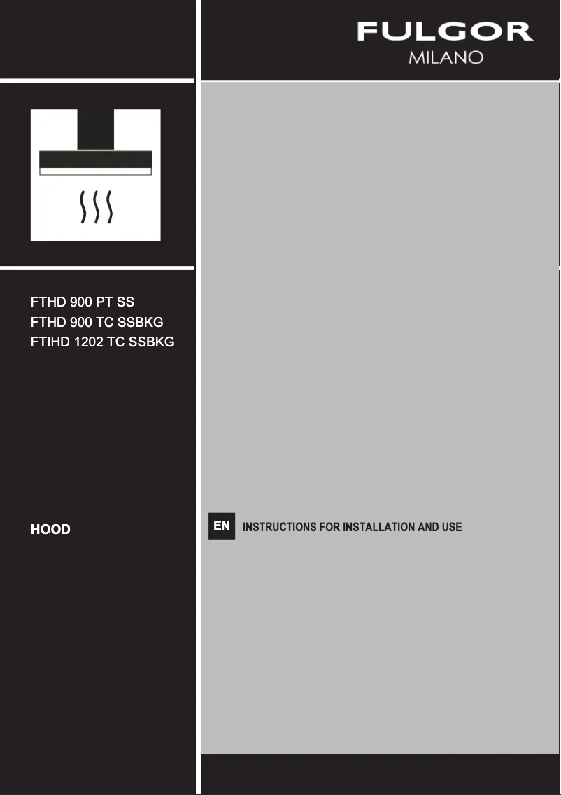 Page 1 of the manual Installation Guide Fulgor Milano FTHD 900 TC X