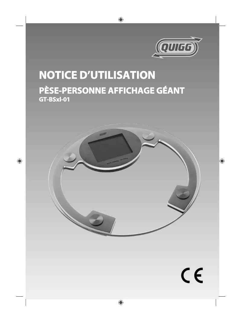 Page 1 de la notice Manuel utilisateur Quigg GT-BSxl-01