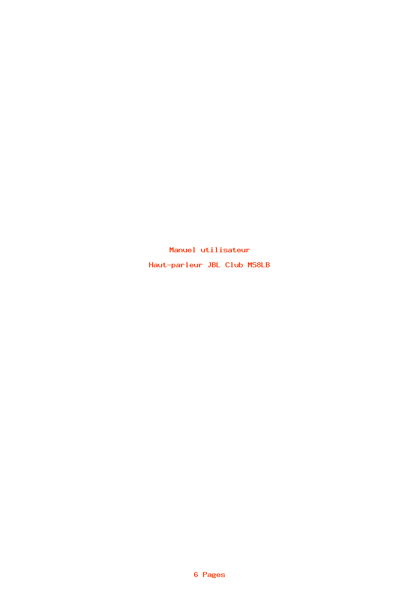 Page 1 de la notice Manuel utilisateur JBL Club MS8LB